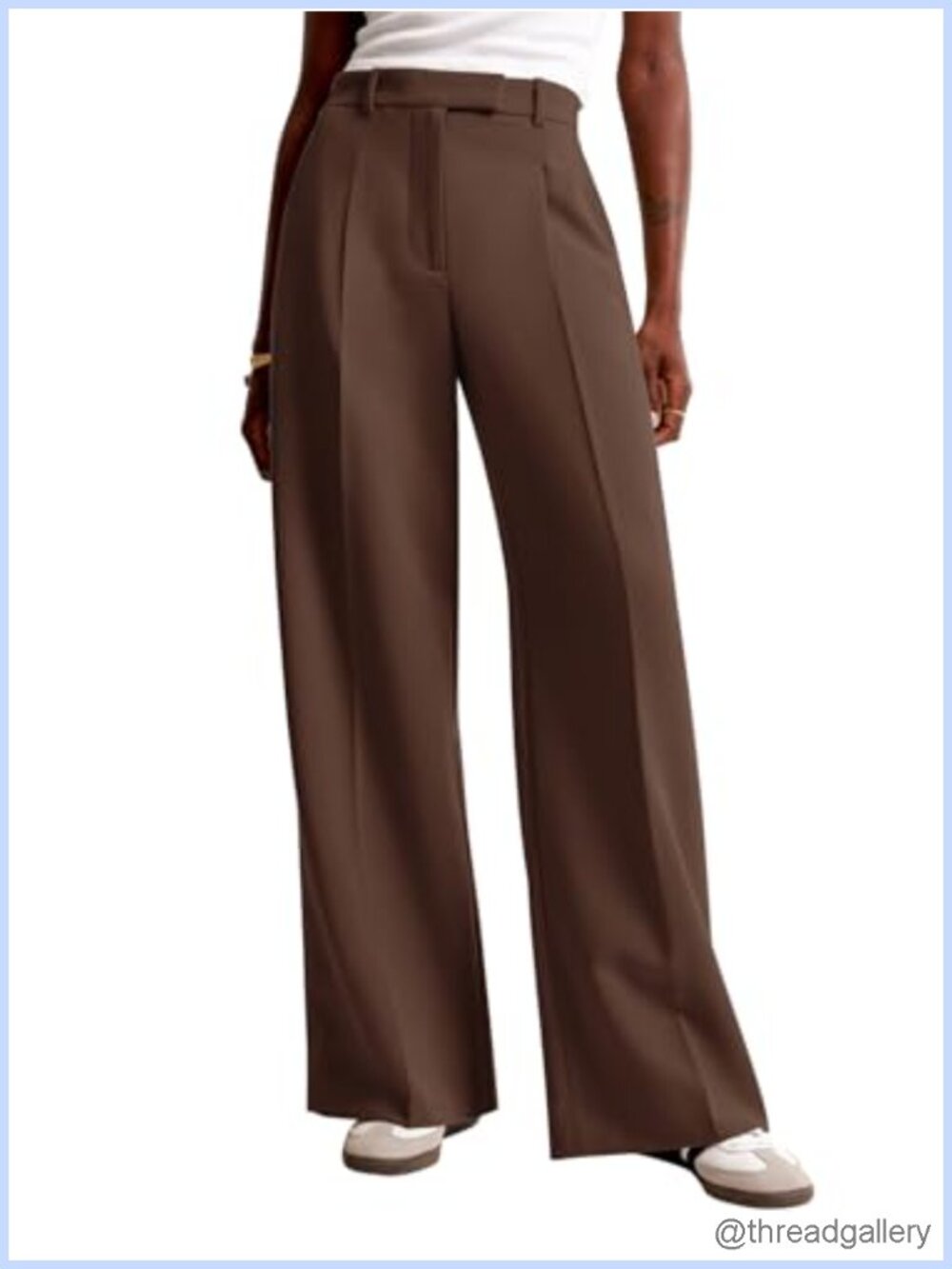 Wide Leg High Waist Dress Trousers with Pockets Tailored Work Pants